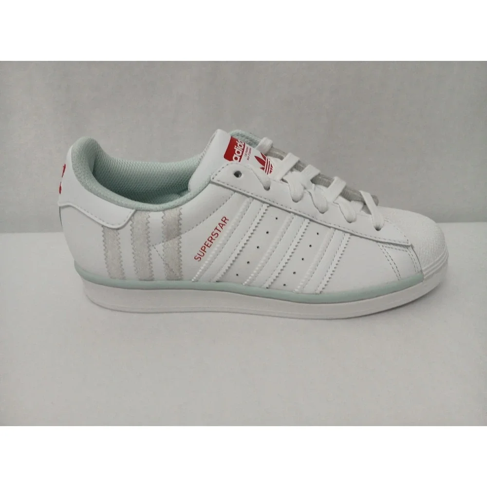 Adidas Kids Originals Superstar J Casual School‎ Shoes FZ6254 White Blue Sz 6.5